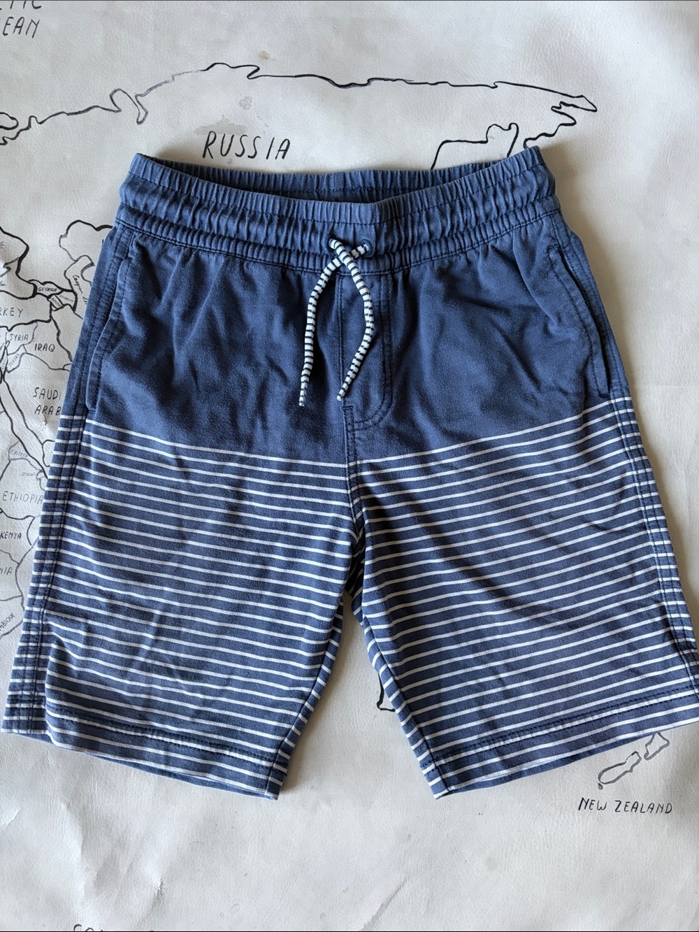 Tea Collection Boy’s Navy Striped shorts with Drawstring Waist